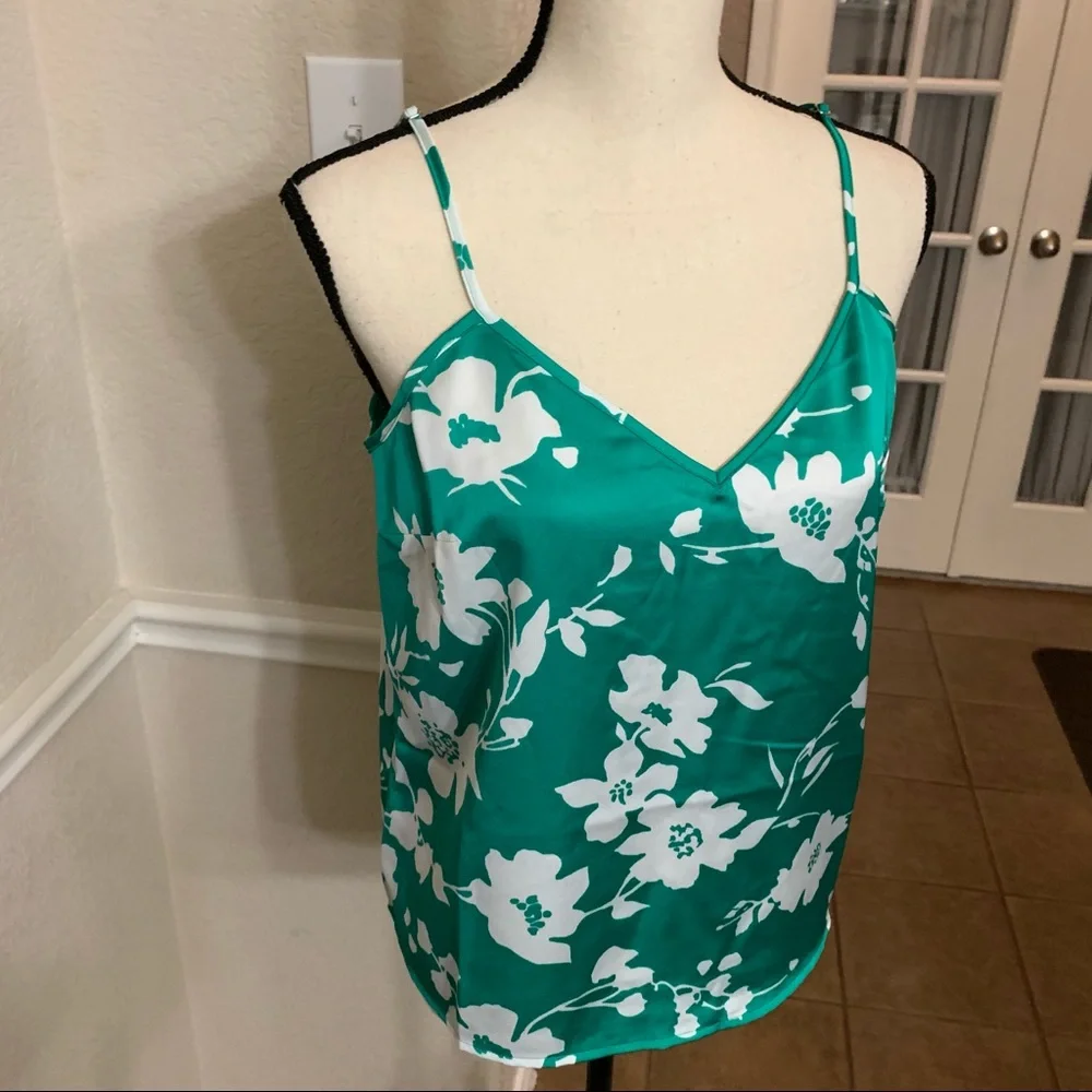 NWT J. Crew green floral print silky camisole top Size 6